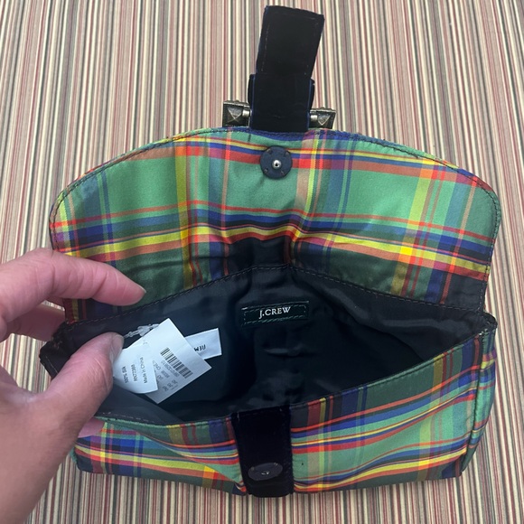 NWT J.Crew Silk Tartan Clutch - Picture 4 of 5